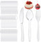 150 Pieces Transparent Cutlery Set - Heavy Duty Reusable Clear Cutlery, Premium Reusable Plastic Fork, Convenient Transparent Spoon, Clear Washable Dessert Forks for Parties Catering
