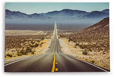 Paul Sinus Wandbilder Deko Kunstdruck 90x60cm Route 66 USA Straße Berge Landschaft Gebirge