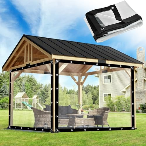 Bâche Transparente avec Oeillets 2x3m, Bâche Couverture pour l'extérieur Résistante à la Pluie Bache de Protection pour Meubles de Jardin, Terrasse, Pergola