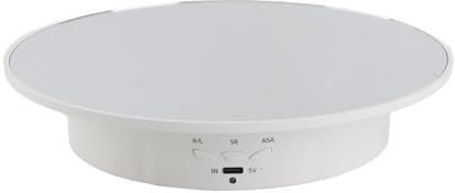 Segrehy 360 Degree Electric Rotating Turntable Display Stand Adjustable Speed USB Powered for Video Photography Product Showcase White Mirror ABS 7.9x7.9x1.6in