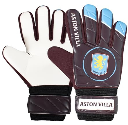 Aston Villa Boys Gloves Goalie Goalkeeper Kids Youths Official Football