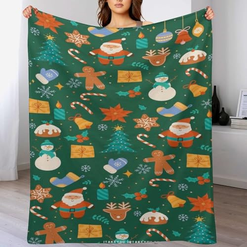 Fleece Decke Weihnachtsmotiv, Kuschelweiche Flauschige Fleece Decken Für Couch, Sofa, Bett, Warme Decken Mikrofaserschläfchendecke, 130×150cm