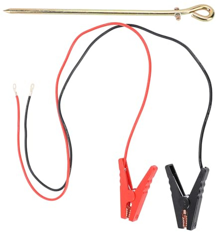BAOFUYA Filo per Recinto Elettrico, Barra di Messa a Terra in Acciaio Zincato con Clamp/Holder a Coccodrillo, Lunghezza 100 Cm, per Caricabatterie per Recinto Elettrico Solare e Protezione del