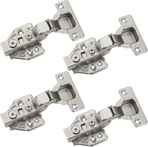 SOTECH 4 Stück SOFT-CLOSE Topfbänder 105° Innenanschlag T48 | mit Schnellmontage-KLIP Topfscharniere inkl. Montageplatten mit Exzenterverstellung Topfband mit 3D Verstellung