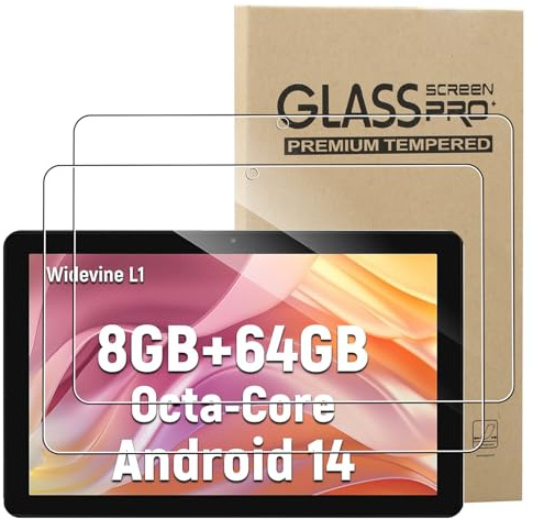 [2 Pack]Screen Protector for Tablet 10 Inch Android 14 Tablets/Byxsb C10 Tempered Glass,Ultra Resistant,Anti Fingerprints,HD Clear,No Bubbles,9H Hardness Protector Film Tempered Glass Film,Transparent