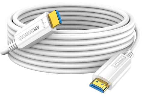 8K HDMI Glasfaser kabel 20Meter , Lang HDMI 2.1 Kabel Aktives, HDMI 2.1 Kabel 48Gbps Ultra High Speed Speed 8K@60Hz,4K@120Hz/144Hz HDR10 eARC 3D HDCP 2.3 für HDTV, Monitor, Laptop, Heimkino - Weiß
