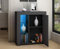 Anaelle Pandamoto Commode de Eclairage LED Meuble de Rangement en MDF+ Bois avec 3 Etagères en Verre + 3 Compartiments de Stockage + 1 Porte sur Salon, Chambre, Bureau Salle de Bains etc, Taille: 75*3