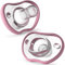 Nanobebe Baby Schnuller 0-3 Monate - Kiefergerecht, Kurven angenehm mit Gesichtskontur, preisgekrönt für stillende Babys, 100% Silikon - BPA-frei - Perfektes Baby-Geschenk, 2er-Pack, Rosa