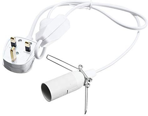 Himalaya-Salz-Lampenkabel mit Dimmschalter, E14 SES, schwarz, UK-Stecker, Lampenfassung mit Federklemmen für Salz-Schreibtischlampen (weiß)