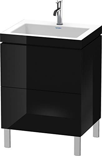 Duravit Duravit Waschtischunterbau L-CUBE mit Waschtisch Vero Air, 698 x 600 x 480 mm 1 Hahnloch schwarz hochglanz