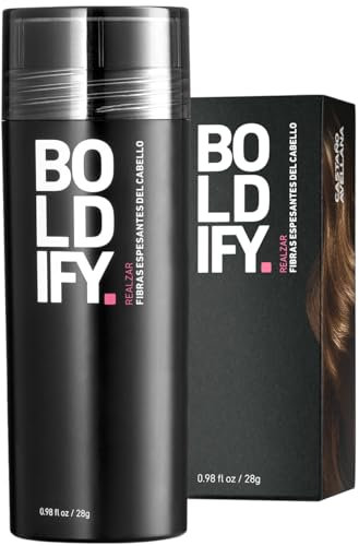 BOLDIFY - Fibras capilares, ocultan completamente la pérdida del cabello, 100% fibras de algodón no detectables, bote gigante de 28 g, engrosamiento instantáneo del cabello (Castaño avellana)