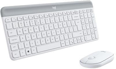 Logitech Slim Wireless Keyboard and Mouse Combo MK470, QWERTY US International Layout - White