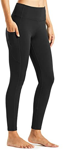 Libin Women's Fleece Lined Leggings Winter Warm High Waisted Thermal Yoga Pant Running Tights with Pockets Black M