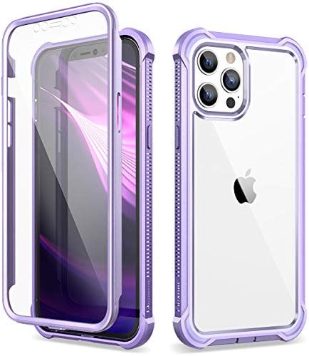 Dexnor Case Compatible with Iphone 12 Pro Max 6.7 Inch, 360 Degree Full Body Shockproof Front and Back Protective Cover with Built-in Screen Protector - Light Purple