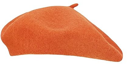 Gllutt Damen-Baskenmütze aus Wolle, französischer Stil, einfarbig, Orange, rot, Einheitsgröße