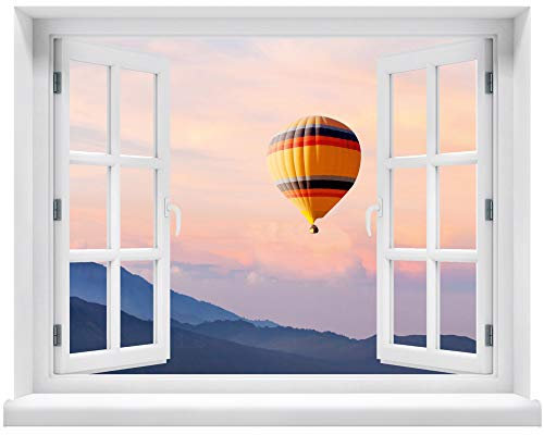Wandtattoo - Fenster mit Aussicht Heißluftballon 120 x 94 cm – Wandsticker