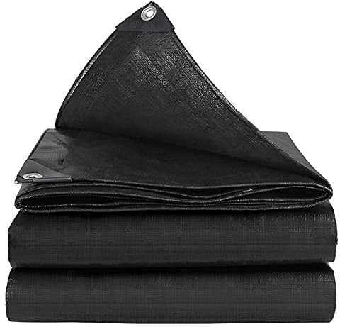 AWSAD Mehrzweck Plane Poly Tarp Abdeckung Wasserdichter Regendichter Sonnenschutz Schatten Tuch mit Ösen für Außenfenster Balkon, 20 Größen (Color : Schwarz, Size : 4x6m)
