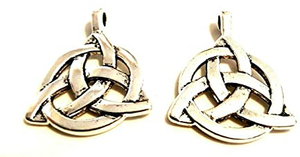 2 Large 34mm x 29mm x 3mm Tibetan Silver Celtic Knot Charms Ireland Scotland Wiccan Retro Wicca Beads Jewellery Making Triquetra Trinity