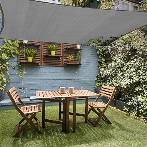 HAIKUS Sonnensegel 5x6 Rechteckig Premium HDPE, Wasserdurchlässig Sonnenschutz Atmungsaktiv Wetterbeständig für Garten Balkon und Terrasse, mit Befestigungsseile, Rechteck Weiss 5x6m, Grau