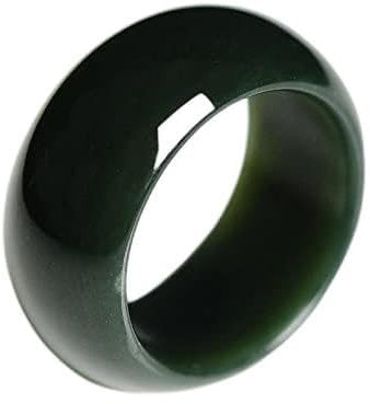 Yellcn Natürlicher schwarzer Jade Ring for Männer Frauen Original Xinjiang Hand Carved Jade Jades Stein Ringe Modeschmuck Zubehör Amulettgeschenke (Gem Color : Diameter 17-18mm)