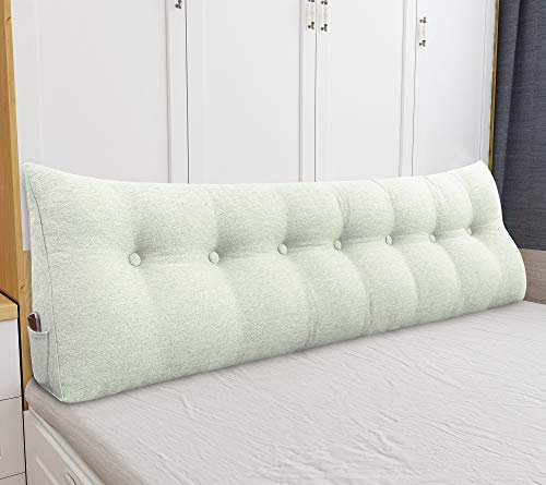 VERCART Bett Kopfteil Kissen Groß für Bett zum Anlehnen Ruecken Kissen Wandschutz Rückenkissen Bettkissen Dreieck Polster Rückenlehne Sofa Couch Weiß 200cm