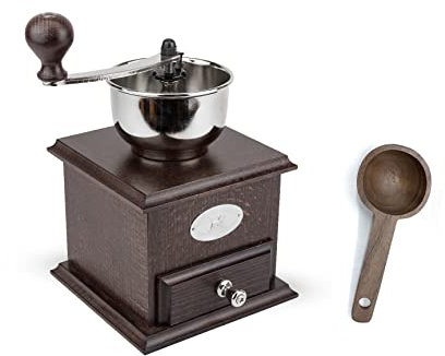 Peugeot Bresil Walnut Coffee Mill, 8.75 W/ Wooden Spice Scoop