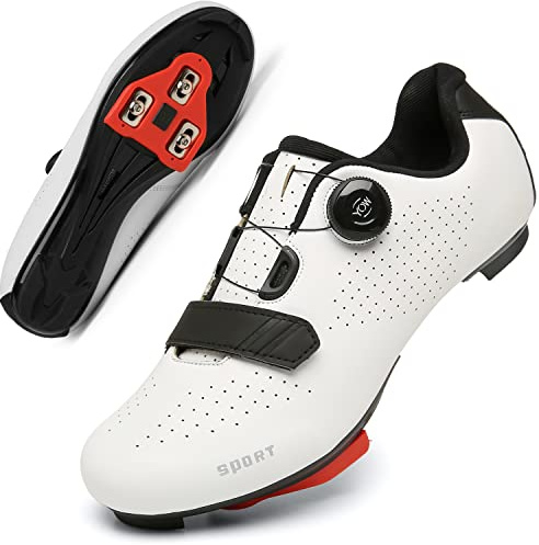 Damen Fahrradschuhe Rennrad Reitschuhe SPD Indoor Outdoor Fahrradschuhe mit Look Delta Cleats, weiß, 40 EU