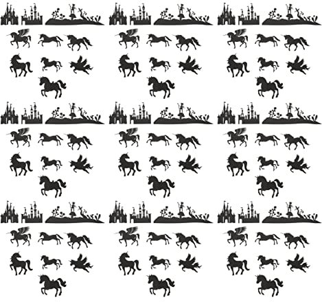 FOMIYES 60 Stück Feenschnitt Einhorn Aufkleber Fee Silhouetten Aufkleber für Laternen Gläser Wandmalerei Scrapbook Fenster Glas und Telefone Mixed Style