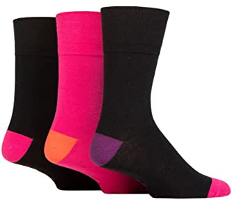 SockShop Gentle Grip Mens Colourburst Cotton Socks Pack of 3
