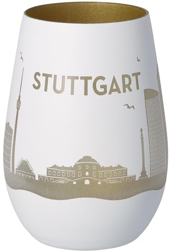 Goodtimes Windlicht Stuttgart Skyline (Weiß & Gold)
