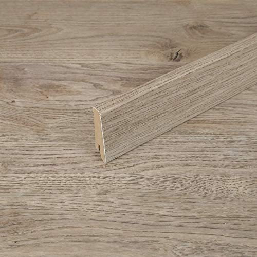 TRECOR® Vinylboden Sockelleiste, wasserfest, Länge: 240 cm Höhe: 60 mm Tiefe: 19 mm, hochwertiger 3D Digitaldruck (Trend Oak Nature, Sockelleiste 1 Stück)