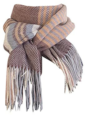 Schal Damen Herbst Kariert Groß Lang Kuschelig Schlupfschal Elegant Plaid Fransen Tartan Schal XXL Deckel Karo Herbst Winter Warm Weich Halstuch Deckenschal Cape Damenschal (Y21-A, A)