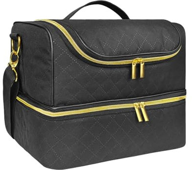 Generic Nail Polish Storage Bag, Carrying Case, Holds 60 Bottles Nail Dryer Lamp Carrying Case for Manicure Sets, Black
