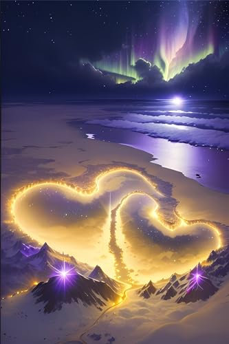 Diamond Painting 30x50cm, DIY 5D Diamant Painting Bilder Aurora Borealis Liebe Diamond Painting Zubehör mit Runden Full Drill Diamond Dots, Basteln Erwachsene Paintings Set für Home Wall Decor Gifts