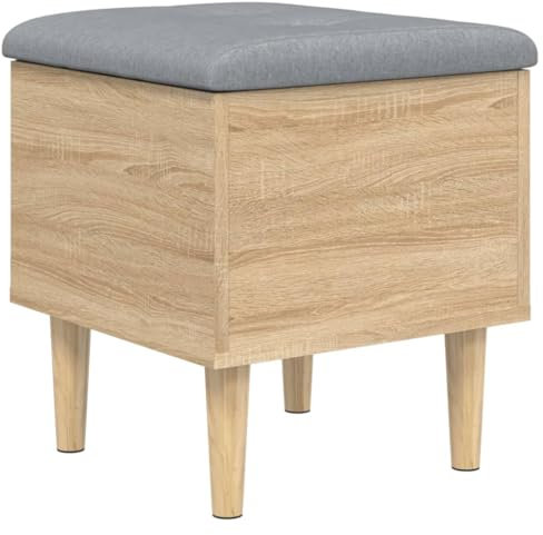 vidaXL Sitzbank, Bank mit Stauraum, Gepolstert Sitzhocker Schuhbank, Truhenbank Polsterbank Aufbewahrungsbox für Wohnzimmer Flur, Sonoma-Eiche Holzwerkstoff