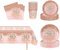 69Pcs Rose Gold 30th Birthday Party Tableware,Pink 30th Birthday Tableware Set with 32P Paper Plates,20P Napkins,1P 30th Table Cloth,16P Paper Cups for Women Her Birthday Party Table Decorations
