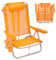 LOLAhome Silla Playa Mochila de 4 Posiciones de Aluminio y textileno Naranja de 61x47x80 cm