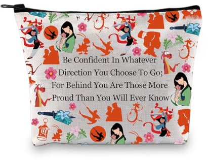 JYTAPP Mu Lan Kosmetiktasche Heroine Mulan Make-up Reißverschlusstasche für Frauen Mulan inspiriertes Geschenk, Beige, onesize, modisch