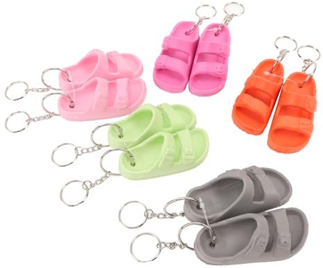 Tnfeeon 5 Paar Mini-Flip-Flop-Schlüsselanhänger aus Silikon, Multifunktionaler Mini-Hausschuh-Schlüsselanhänger für Taschen, Rucksäcke
