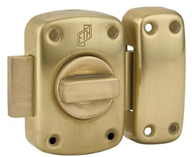 THIRARD 00012107 Verrous FTH M60 45mm Cylinder Door Button Lock Brass Chest Bolt 3 Notched Keys, 45 mm