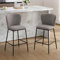 chairus Taburetes de Bar Tapizados de Lino Juego 2 de Sillas Desyuno Bar Modernas con Patas Negras, Taburetes de Mostrador Cocina con Respaldo para Hogar/Isla de Cocina, Gris