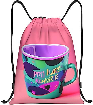 SBKGBIEHG Rosa und S Rucksack mit Kordelzug für Damen, leichtes Design, ideal für Kordelzug-Taschen für das Fitnessstudio, Reisen, 90er-Jahre-Design., S