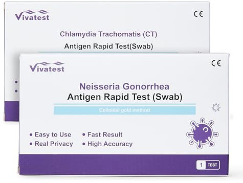 STI Test Kit Male and Female - 2-in-1 Chlamydia and Gonorrhea Sexual Health Home Test Kit | Antigen Rapid Swab STI Testing Kit Female and Male | Easy to Use STD Test Kit Women Home | Viva Test