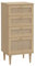 FORTE CALASETTA Kommode 50, Kommode im Boho Stil, Wiener Geflecht, Sideboard mit 4 Schubladen, Elegancia Eiche Holzdekor/Technorattan, 50 cm breit x 109 cm hoch x 41 cm tief