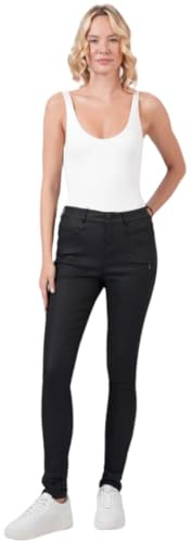 Miracle of Denim M.O.D Damen Jeans Suzy Coated Black (Lederoptik) Skinny Fit (DE/NL/SE/PL, Bundweite & Schrittlänge, 34, 32, Black)