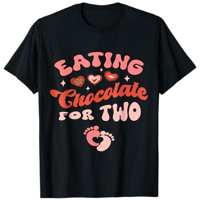 Manger du chocolat pour deux annonce de grossesse Saint-Valentin T-Shirt