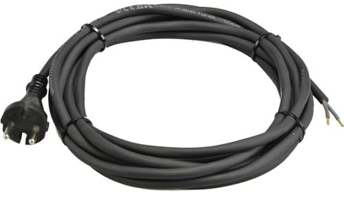 Anschlussleitung Zuleitung Gummi 2-polig 2x0,75 mm2 H05RR-F 2G 0,75mm2 Stromkabel mit Stecker Gummikabel Schwarz 250 V, 16A (5,0 Meter)