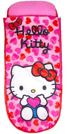 Character World Hello Kitty ReadyBed Kinder Aufblasbares Luftbett und Schlafsack mit Pumpe | Mädchen Reisematratze für Übernachtungen und Camping oder Zuhause