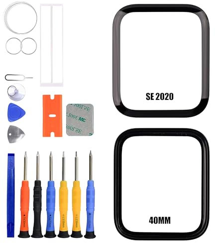ERYNK Set di ricambio per Apple Watch Series SE (2022) da 40 mm, con adesivo OCA, senza schermo LCD