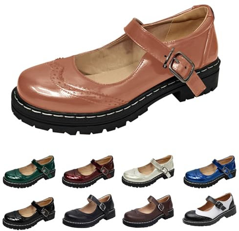 Mary Jane - Scarpe da donna con plateau e sandali anteriori chiusi, in pelle laccata, larga, H, Colore: rosa., 43 EU